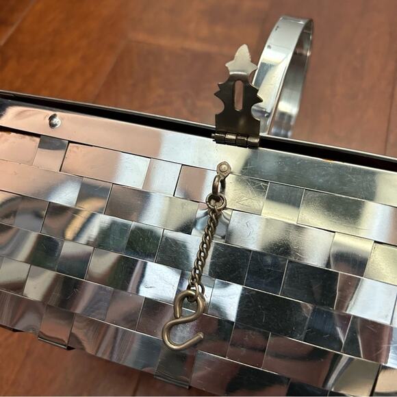 Vintage Dorset Rex 50s Silver Metal Basket Weave Lattice Box Purse - Picture 7 of 16